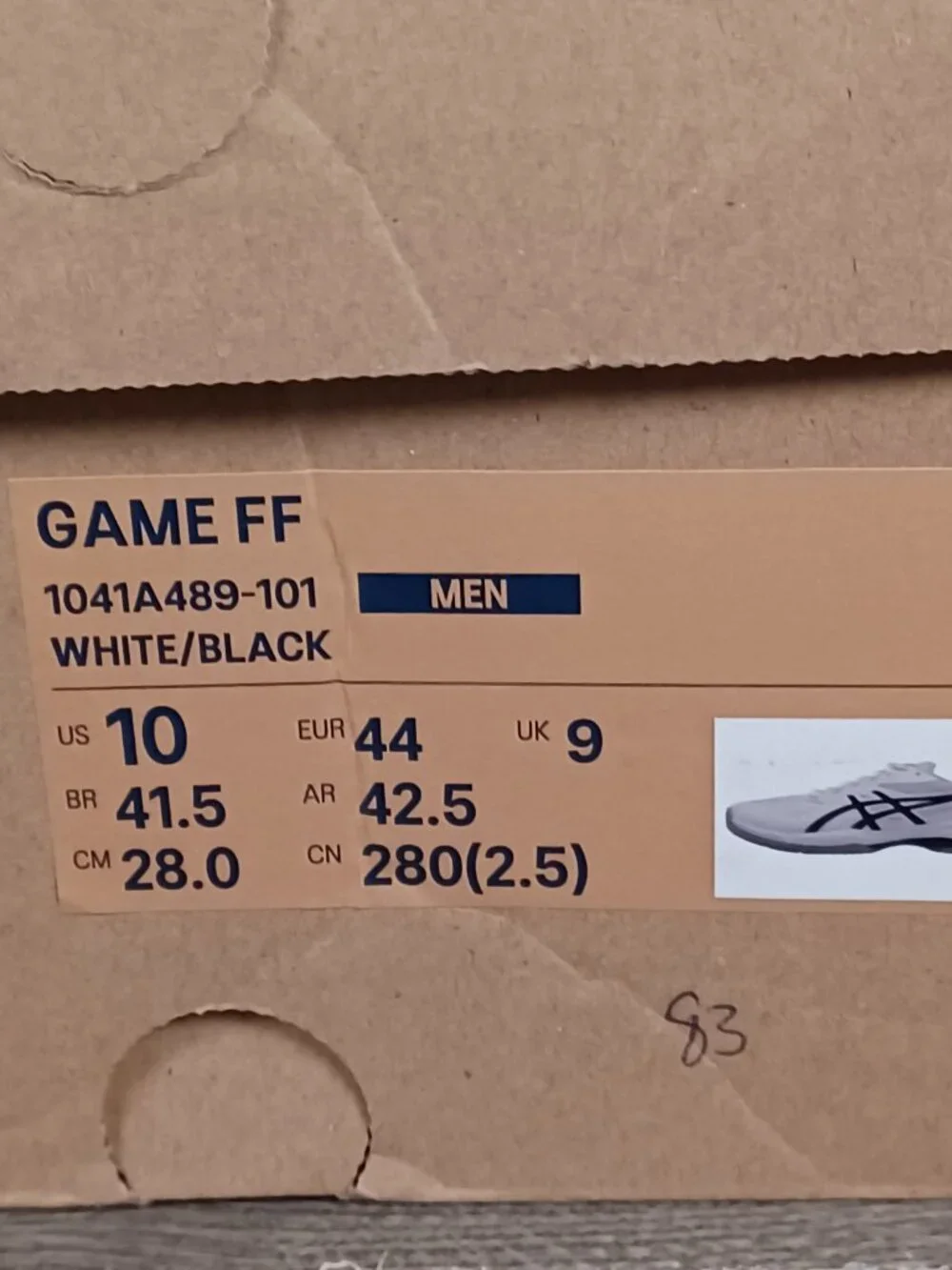 ASICS Game FF Men's 10 White Black Mesh Synthetic Lace Up Athletic Sneakers